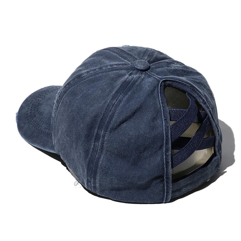 Casquette de Baseball délavée et déchirée pour femmes, motif camouflage léopard, motif croisé, queue de cheval, haut chignon en désordre, protection solaire, chapeau de camionneur