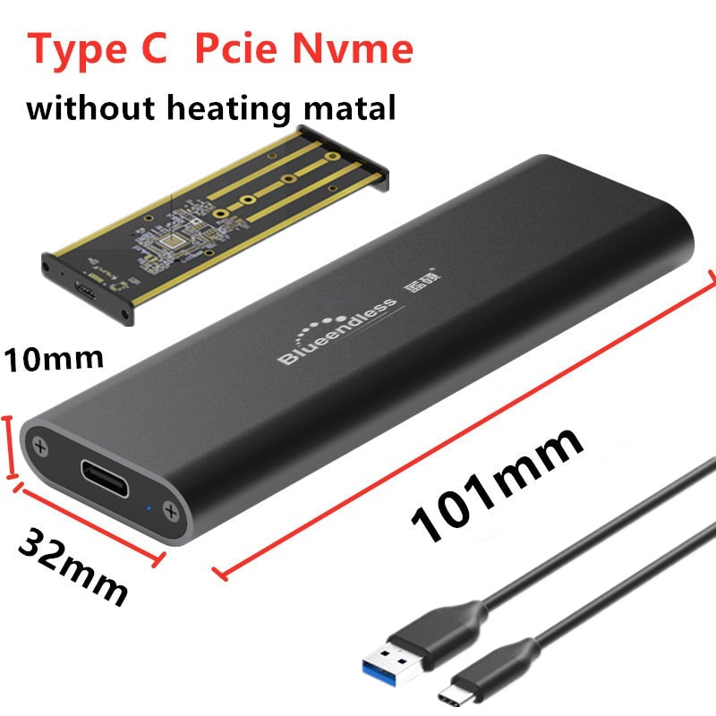 Custodia esterna SSD blueinfinite NVME M.2 porta usb tipo-c custodia SSD USB 3.1 10Gbps M.2 custodia per disco rigido SATA NVME/NGFF: M2802N-NVME-C-A