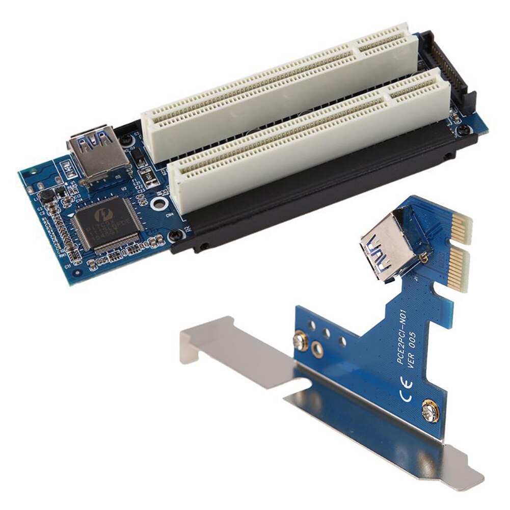 PCI-E To Dual PCI Riser Card Extender Desktop PCI Express Expansion Adapter For PC Computer Windows XP LINUX Vista
