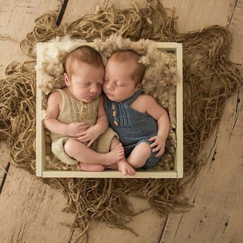 Newborn Jute Backdrop Blanket Baby Photography Prop Chunky Burlap Layer Net Q1FE