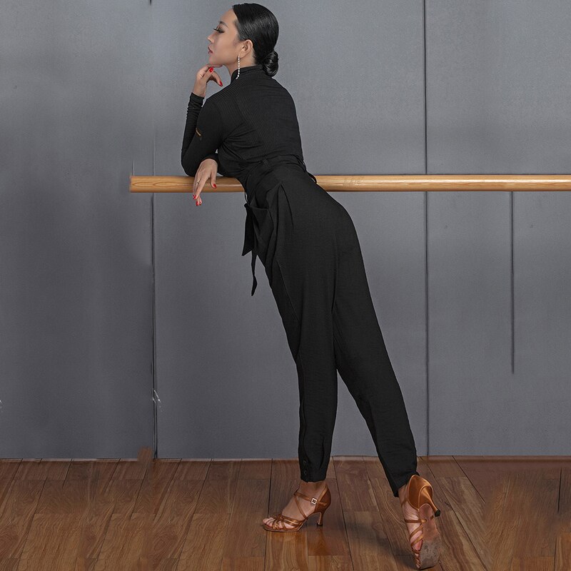 Latin Dance Costumes Women Practice Wear Long Sleeve Tops Latin Trousers Ballroom Rumba Samba Competition Clothing DNV13986