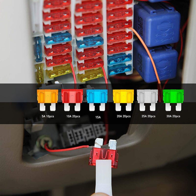 120Pcs Profiel Mini Kleine Size Blade Auto Fuse Assortiment Set Voor Auto Truck 5/10/15/20/25/30A Zekering Met Plastic Doos