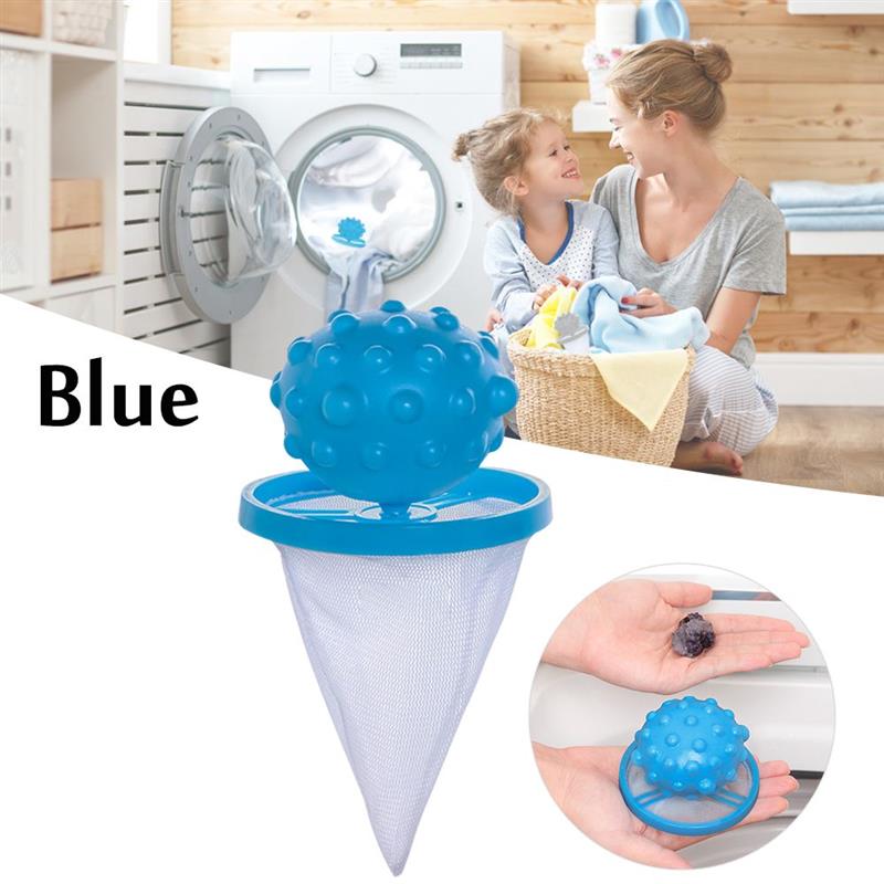 Ball-Type Lint Mesh Filter Bag Hair Remover Pouch Cleaning Balls Bag Laundry Hair Catcher Floating Washing Machine Hair Filter: Blue