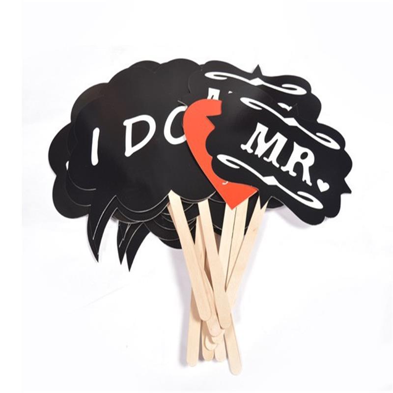 11Pcs Picture Photo Booth Paper Stick Prop Bubble Speech Chalk Board Wedding Party Photobooth Chalkboard