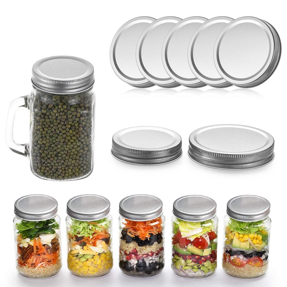 10Pcs/Pack Canning Lids Leak-Proof Wide Mouth Mason Jar Lids Tinplate Jar Caps Home Kitchen Food Storage Accessories