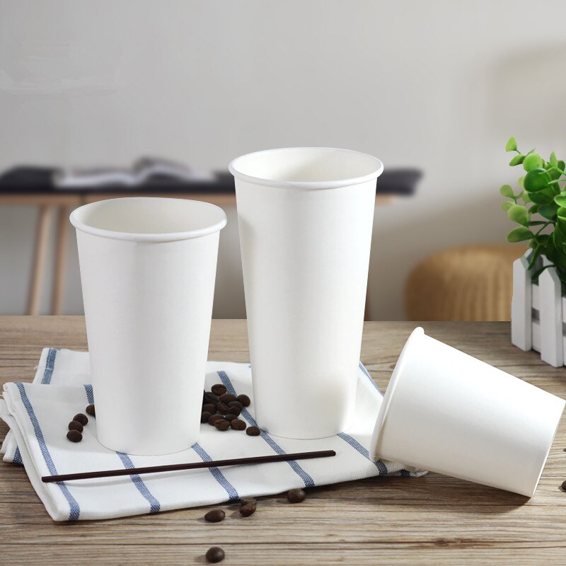 100pcs 7oz 200ml white thick paper cup party birthday BBQ favor disposable coffee cold and drink milk tea water package cup