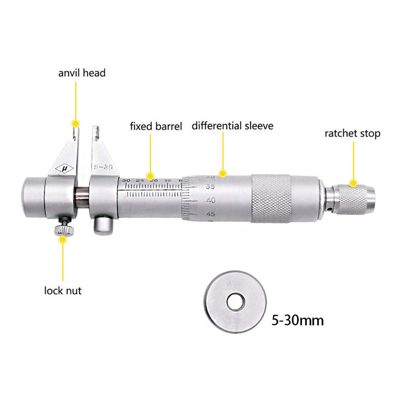 5-30mm Accurate inner diameter micrometer hole inner diameter measuring instrument 0.01mm micrometer measuring caliper