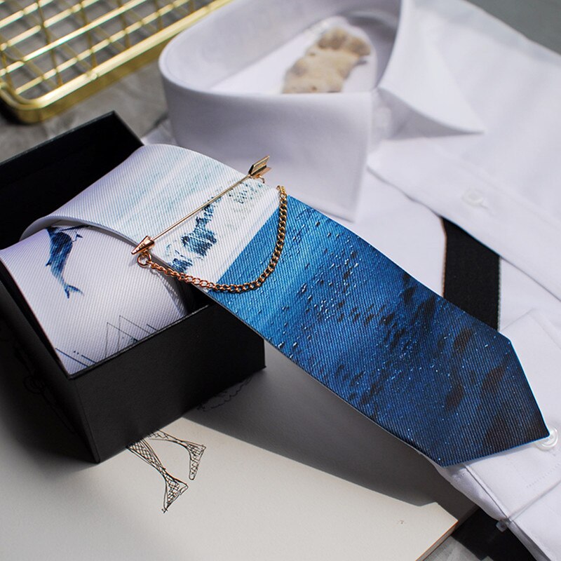 men tie 7CM blue boy original brand handmade silk neck ties for wedding party business