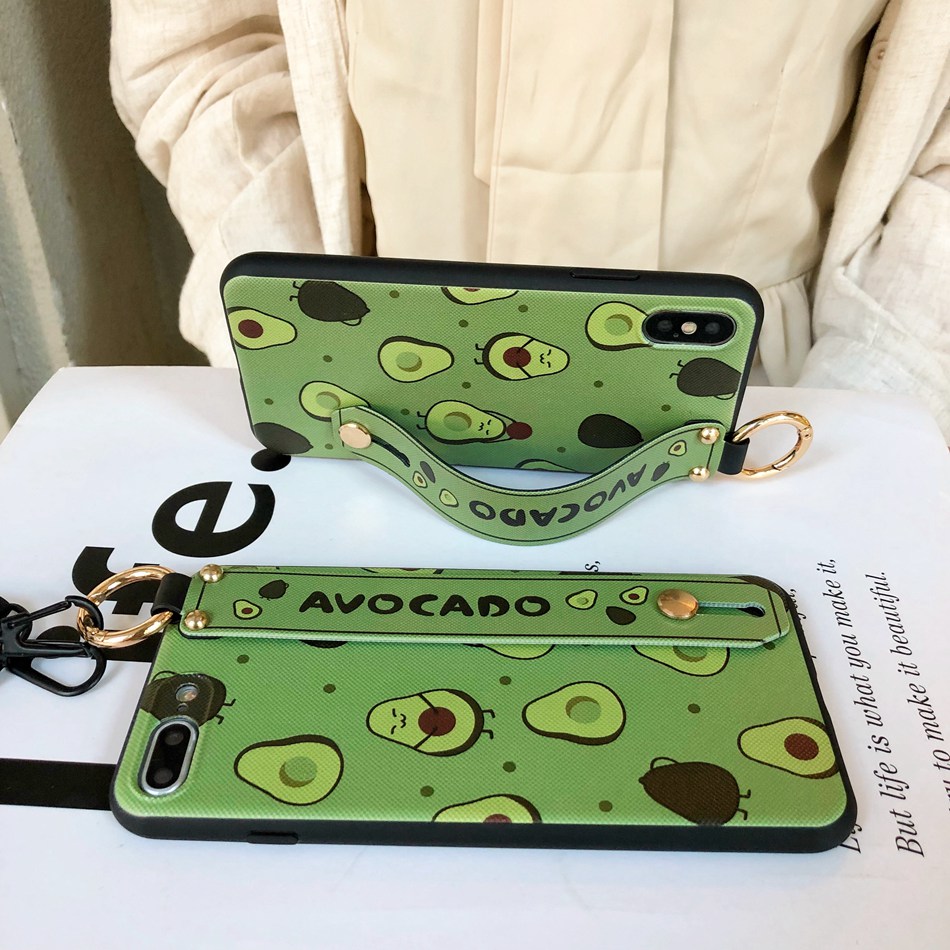 Para Huawei P20 Lite P20 Pro funda amor corazón cordón soporte teléfono funda para Huawei P30 Pro P30 Lite de dibujos animados lindo aguacate