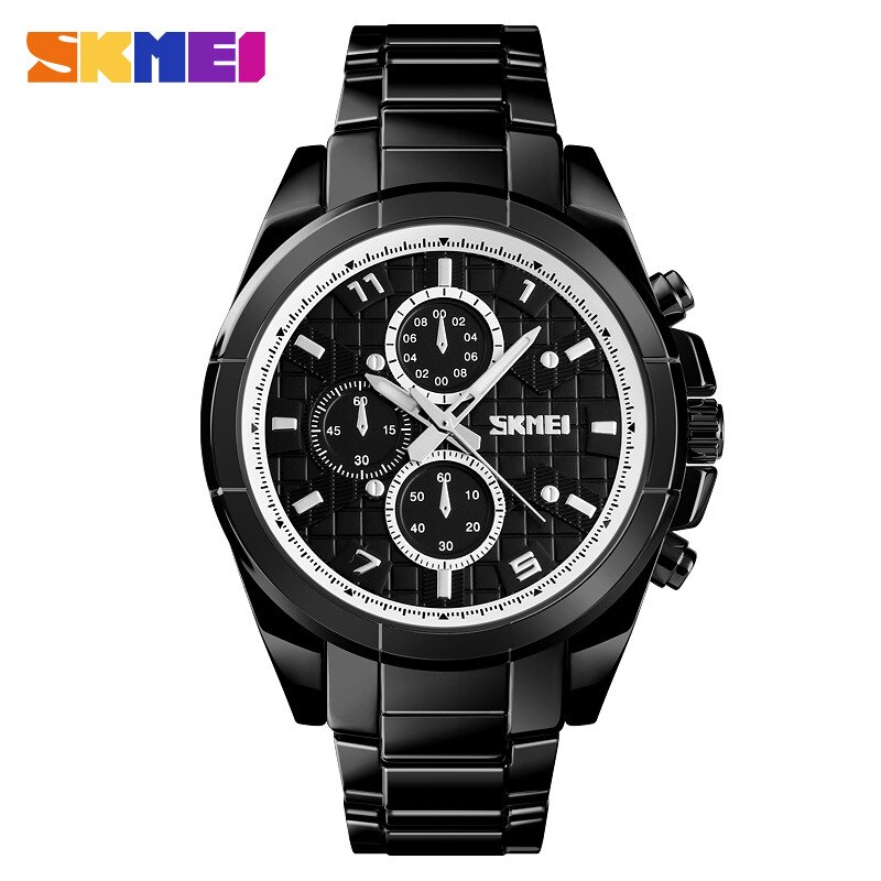 SKMEI1378 Mannen Casual Quartz Horloge Decoratieve Kleine Plaat Eenvoudige Rvs Horloge: Multicolor