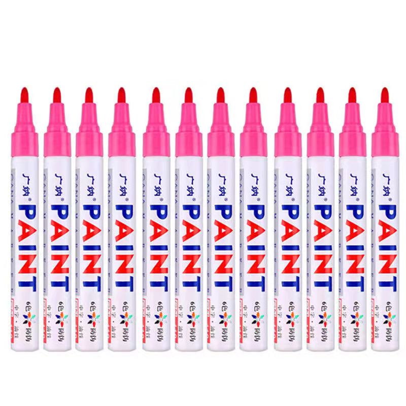 12 Colors Set Waterproof Car Tyre Tire Tread Rubber Metal Permanent Paint Marker Pen Graffti Oily Marker Pen Stationery Supplies: 12pcs pink