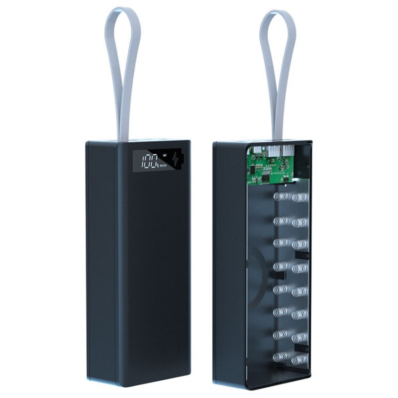 DIY Power Bank Case 16*18650 Battery Charger Box Shell Dual USB Support Quick &amp; Wireless Charging Powerbank Case without Battery