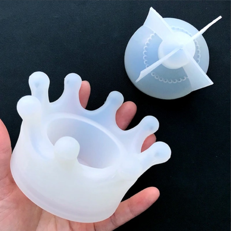 Prinsesse krone opbevaringsboks silikone skimmel kawaii trinket boks gør smykkeskrin diy uv harpiks og epoxy harpiks håndværk forsyninger