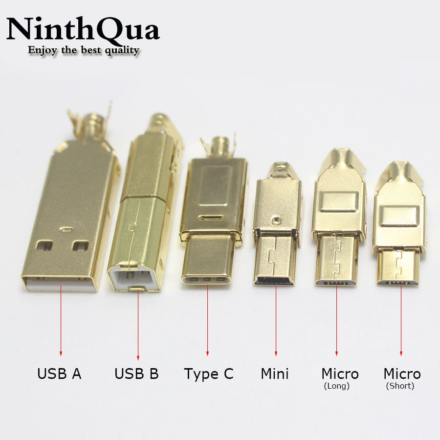1/2/5 stk guldbelagt type c usb a usb b mini usb mikrostik jack hale socket stik port socket til hifi lydadapter