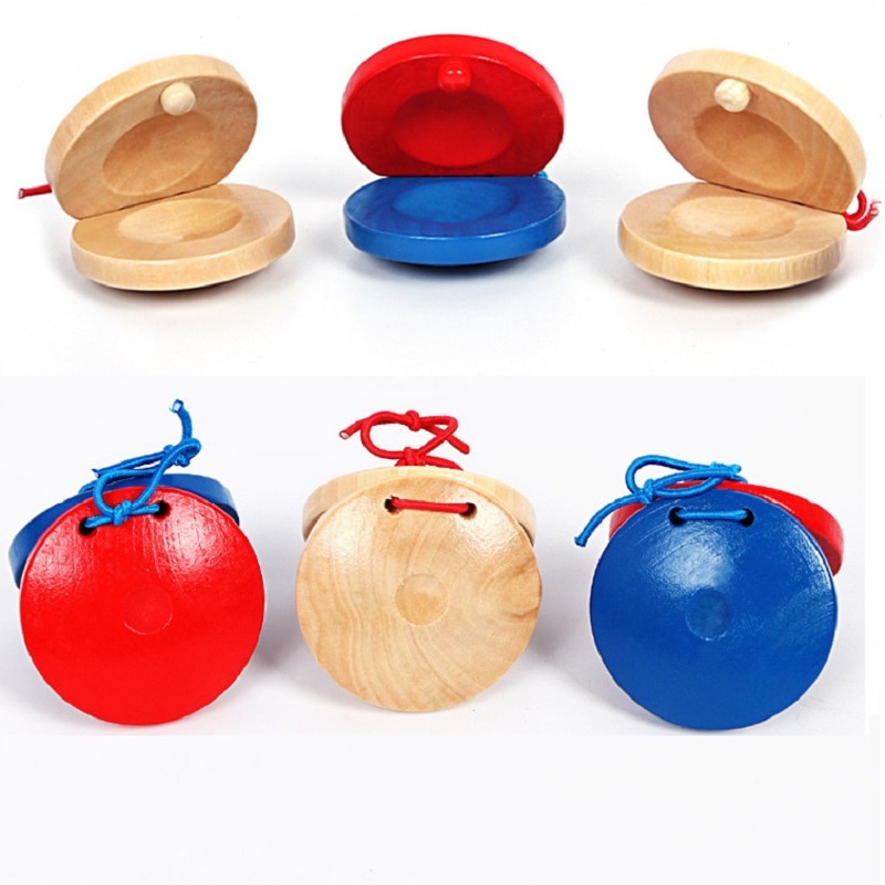 Juguetes para niños castañuelas de madera percusión instrumento Musical educación desarrollo intelectual del niño capacidad de escucha