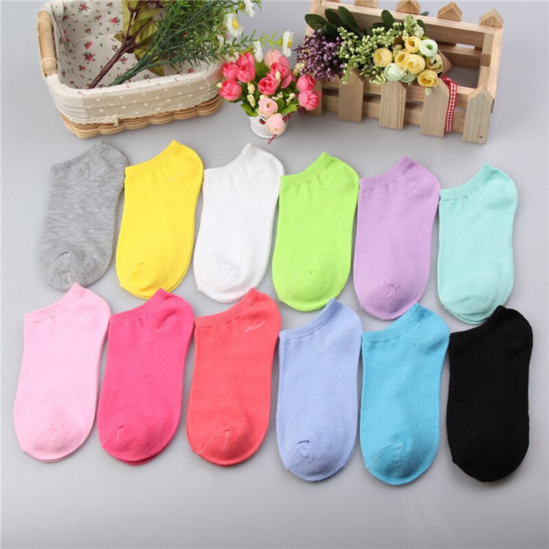 Urgot 10pcs=5pairs/lot Women Cotton Socks Summer Autumn Cute Candy Color Boat Ankle Socks Women's Thin Sock Slippers Girls Meias
