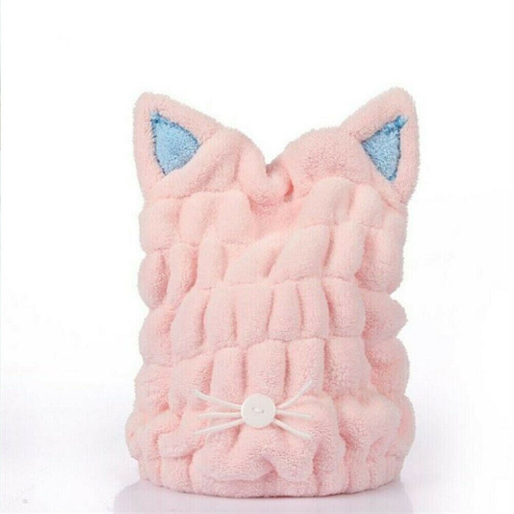 Niedliche Magie Schnelltrocknendes Haartuch Mütze Wickelhut Turban Duschbad DE: Pink