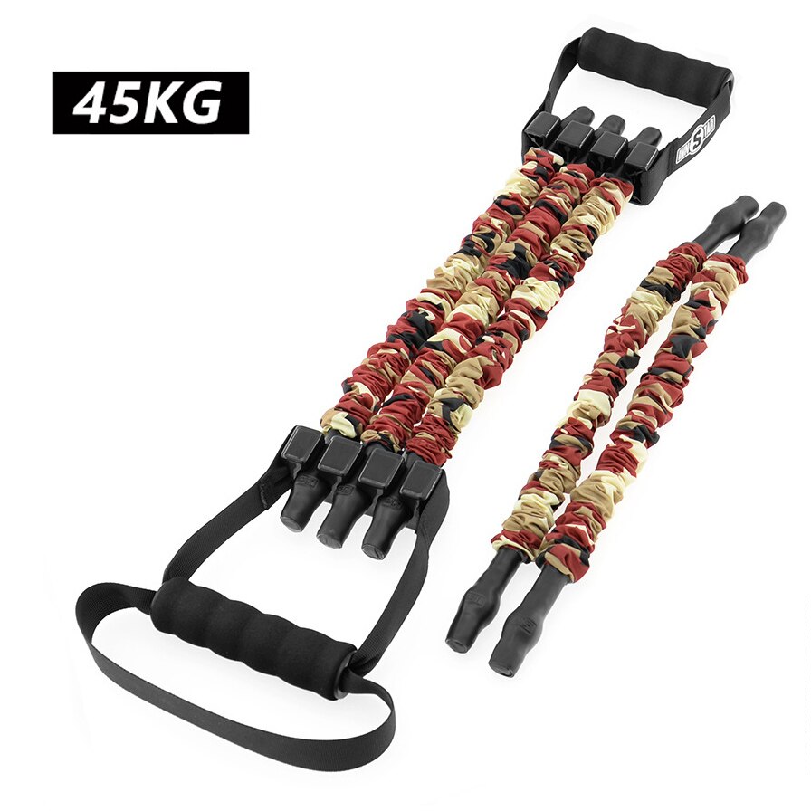 Latex Chest Developer Resistance Bands Rubber Pulling Rope Multifunction Fitness Strength Training Gym Exercise: 45 kg and 2 band