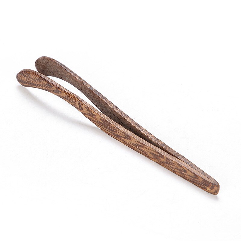 Tea Clips wood tongs Straight Clips Kitchen Teaware Accessories tea Tweezer Tongs Bamboo Salad Food Toast Bend Clip Ice Tea Tong: 02