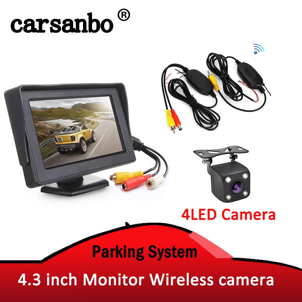 4.3 Inch Tft Auto Monitor Auto Display Met Reverse Achteruitrijcamera En Draadloze Zender & Ontvanger Parking Systeem