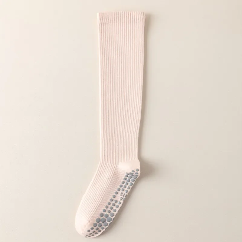 Color Blocked Yoga Calf Socks Anti Slip Pilates Socks Dance Fitness Sports Socks Long Tube Compression Stockings: Lavender