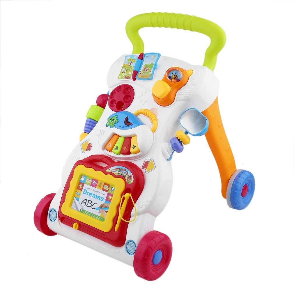 Baby Walker Multifunctional Toddler Trolley Sit-to-Stand Walker for Kid's Early Learning with Adjustable Screw
