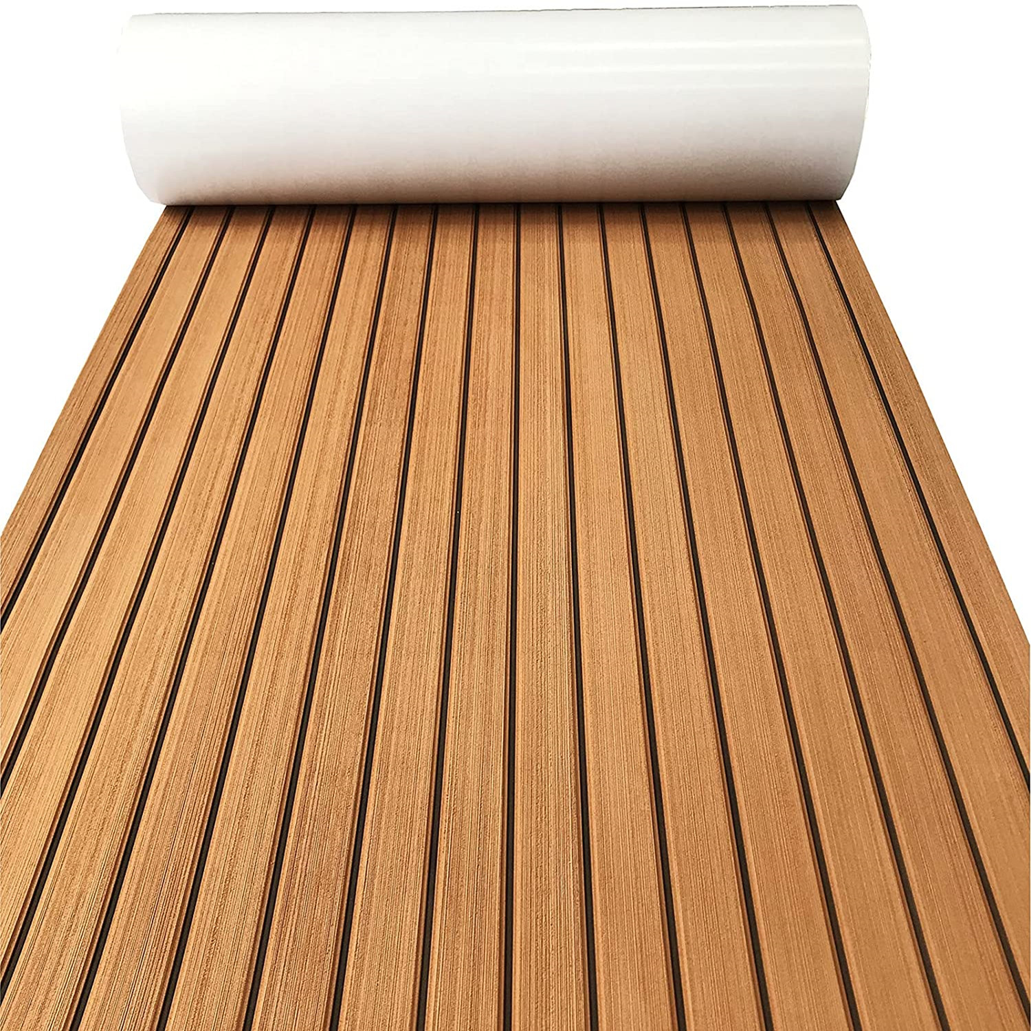 600x/x 6mm Eva Schaum Faux Teak Boot Decking Sheet selbst klebende Marine Bodenbelag Boot Deck Matte Yacht Zubehör grau braun: X / schwarz