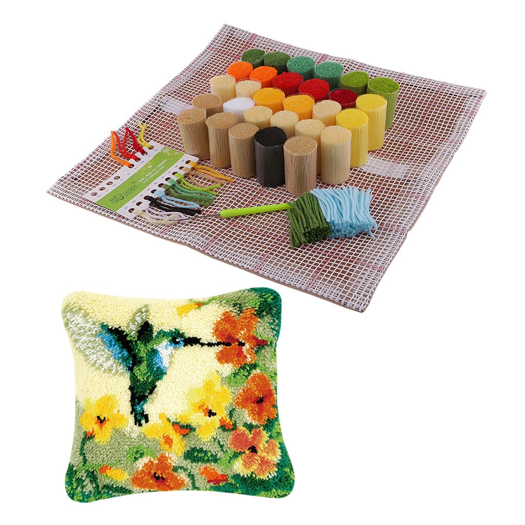 Animal / Flower Latch Hook Rug Kits Pillow Case Making Package Latch Hook for Kids Beginners Handicraft Lovers