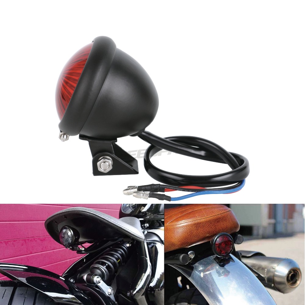 SPEEDPARK-Luz LED trasera de freno para motocicleta, luz roja de 12V, ajustable, estilo Cafe Racer, para Chopper
