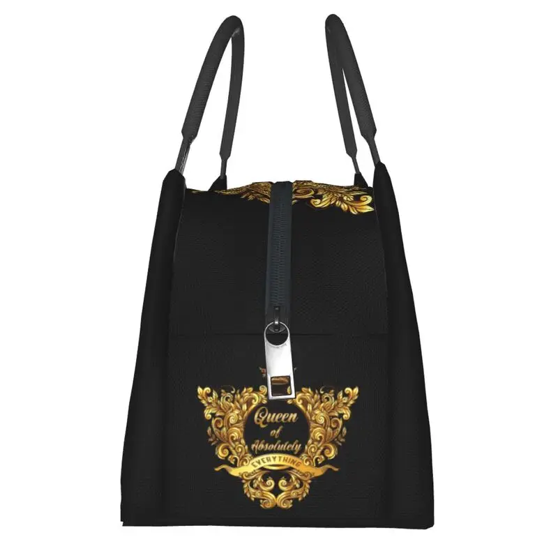 Queen Of Absolutely Everything Gold Baroque Insulated Lunch Bags for School Office Leakproof Cooler Thermal Bento Box Women
