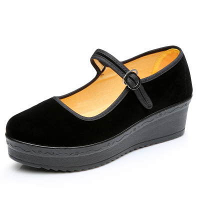 Kvinder komfortable sorte retro ballet dansesko dame casual street flad platform sko højde øget sko  e2388: 7.5