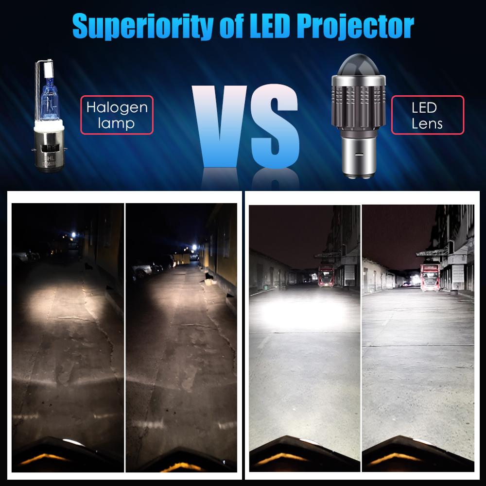1 stk  h4 h6 ba20d led motorcykel forlygter pærer 10000lm 12w csp chips fisheye konveks len spotlight dobbelt farve hvid gul 6000k