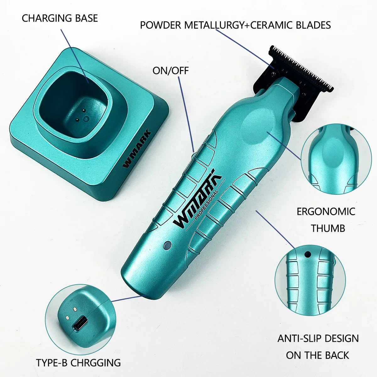 WMARK NG-317 Electric Hair Trimmer Oil Head Sculpt Contour Hair Finish Hair Salon Barber Machine with Charge Base