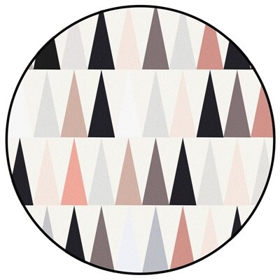 Skandinavisk runde korte trekanter pink grå dekorativ tæppestol baby kravlepude dørmåtte stue tæppe: Lyserød sort / Diameter 60cm