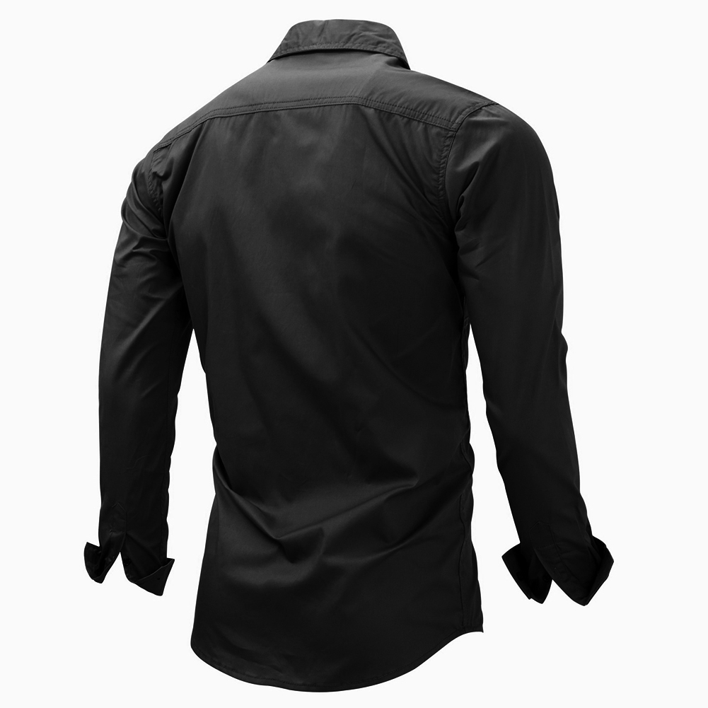 Lente Herfst Mannen Shirt Lange Mouw Effen Kleur Revers Rits Shirt Outdoor Casual Shirt Grote Maat