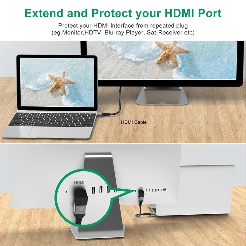 HDMI 2.1 Male to Femal Adapter 8k60Hz 4k120Hz High Speed Micro Mini HDMI to HDMI 48Gbps Adapter Coupler for Video Modes TV PC