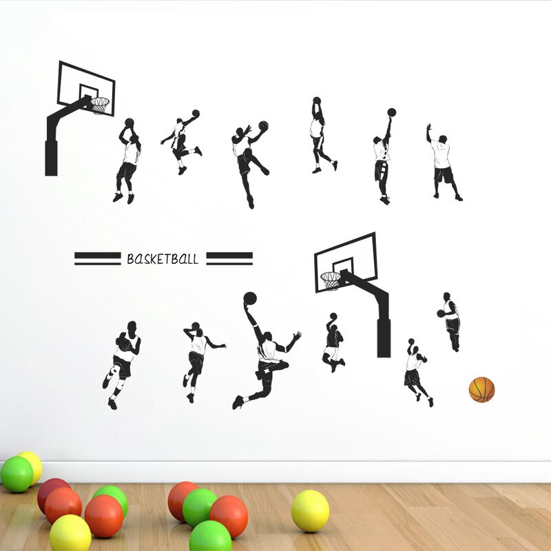 playing basketball dunk sports college students dormitory lining bedroom bedroom wallpaper self adhesive wall sticker