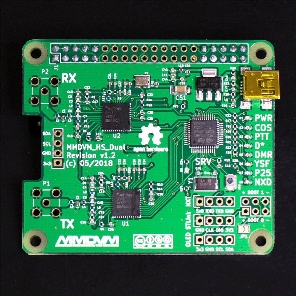 V1.3 MMDVM_HS_Dual_Hat Duplex Hotspot +OLED +Antenna Support P25 DMR YSF NXDN