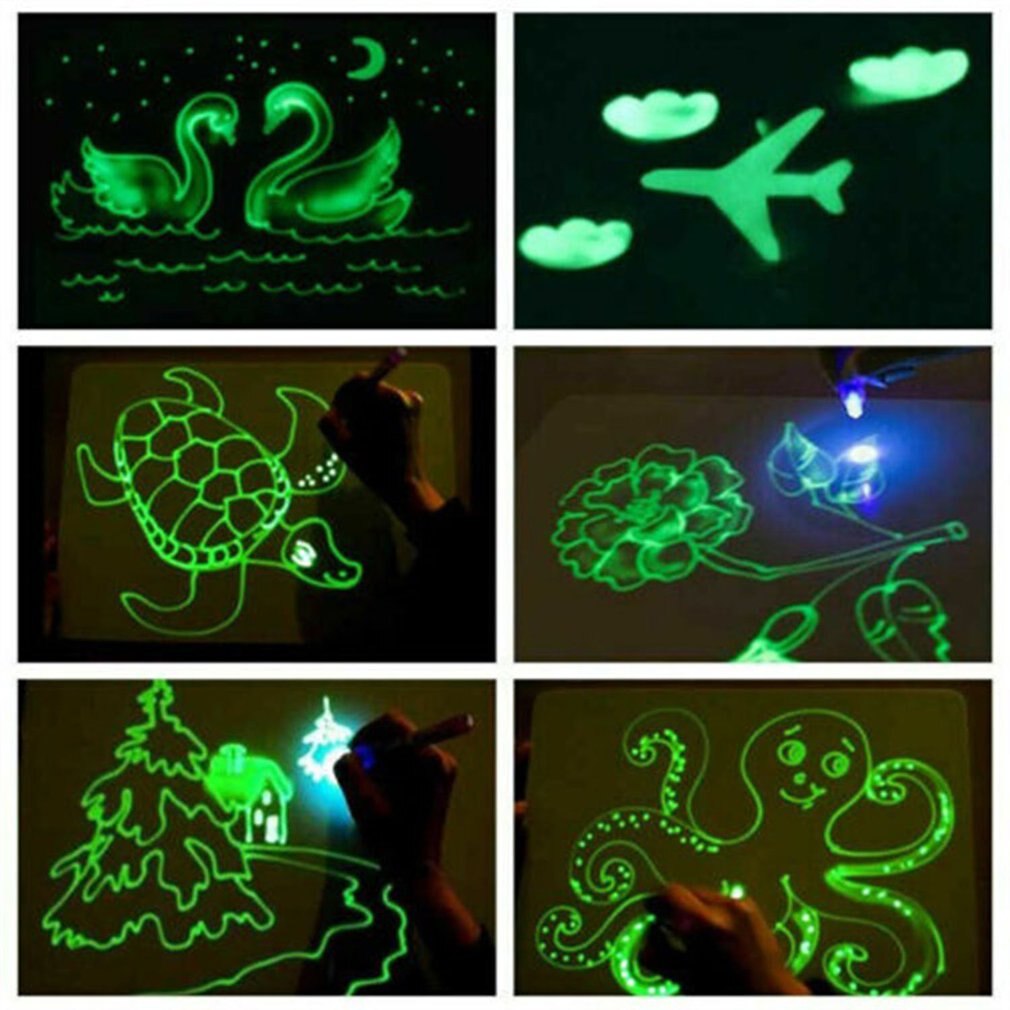 A5 A4 A3 3d Leucht Zeichnung Licht Bord Graffiti Zeichnung Bord Magie Ziehen Pädagogisches Licht Spaß Entwicklung Spielzeug Ziehen Bord