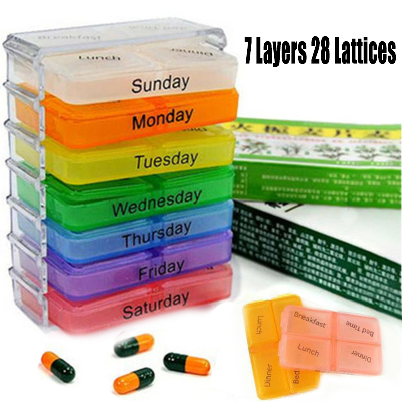 1Set 7 Day Pill Box Wekelijkse Geneeskunde Container Organisator Holder Storage Case Pillendoos Dispenser Kleurrijke Kleine Pillendoos