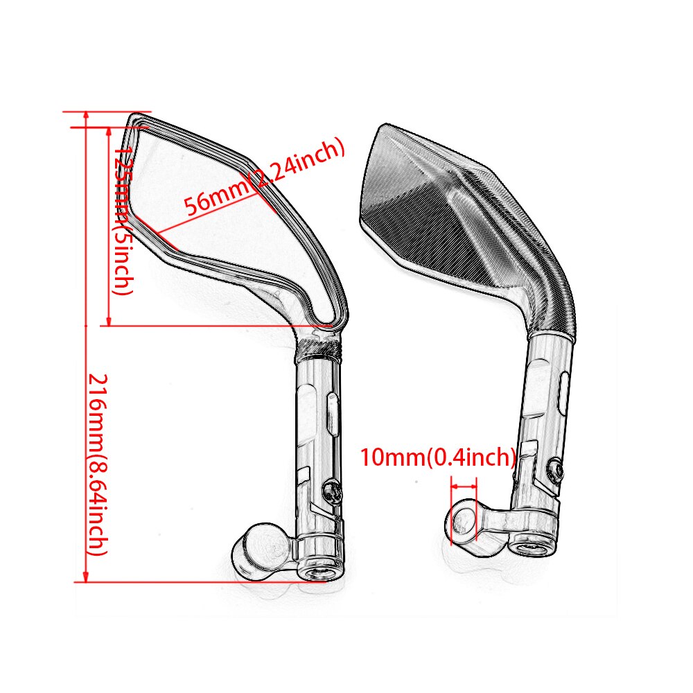 Rétroviseur universel moto rcycle rétroviseurs latéraux moto CNC pour YAMAHA ys 150 tmax 530 tdm 850 fz6n mt10 c8 nmax 155 fazer8 etc.