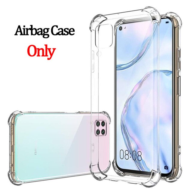 3-en-1 hauwei p 40 lite verre de caméra + étui d'airbag transparent doux pour huawei p40 lite lumière lait verre housse de protection: p40 / only 1phone case