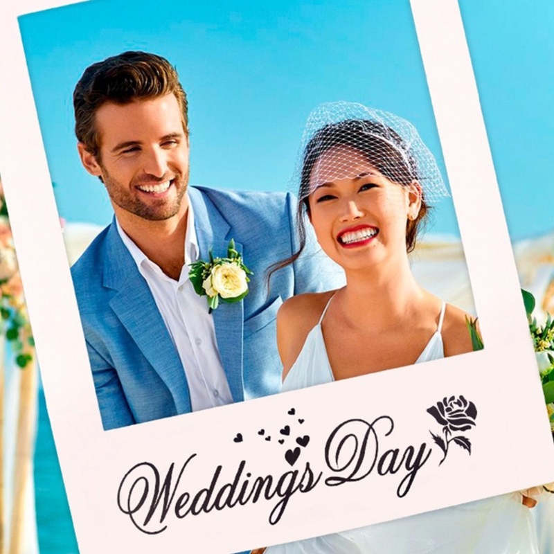1PC Wedding Day Photo Frame DIY Photo Props Photo Booth Wedding Favors Anniversary/Wedding Decoration Party Supplies