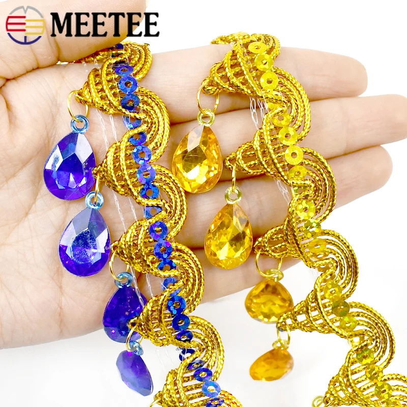 Ruban de dentelle perlé avec pompon biscuits, garniture à franges pour rideau, décoration de robe de mariée, accessoires de couture bricolage, 3 m, 9m, 45mm