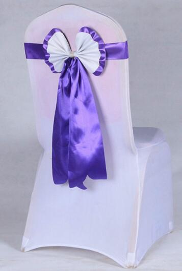 Satijn Stoel Sjerpen Stoel Sash Bow van Bruiloft Satijn Lint Doek stoel Sash Strik van Wedding Banquet Party Hotel Kerkbank Stoel Bogen: DARK PURPLE