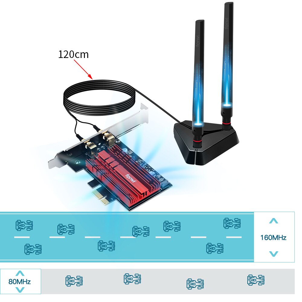 Tri Band 2.4G/5G/6Ghz Wi-Fi 6E Intel AX210 Wireless PCIE Network Card Adapter 802.11AX For Bluetooth 5.2 WiFi Card windows 10 PC