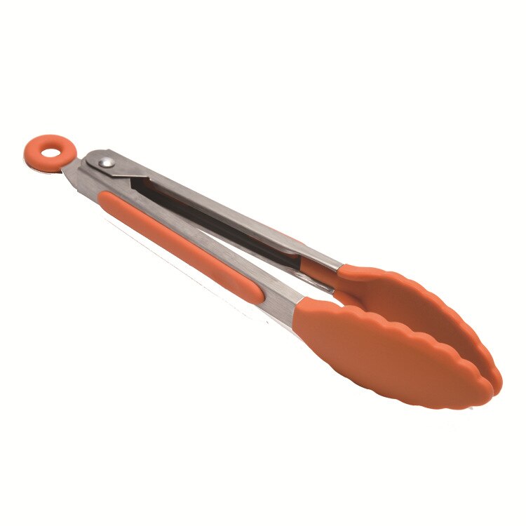 1 PC Siliconen Voedseltangen Keuken Koken Gereedschap Gebruiksvoorwerpen Tang Barbecue Anti-Slip Voedsel Clippers BBQ Gereedschap Accessoires: Oranje / 7 Inch
