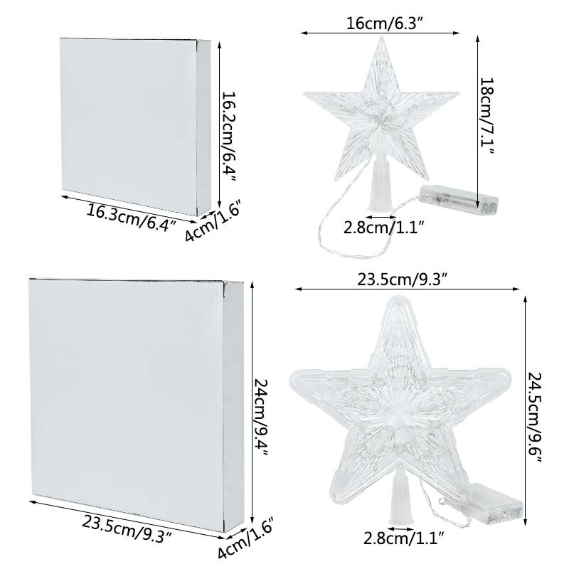 1 st 18/24.5cm julgran topp stjärna led ljus dekoration jul taklampa hem nattlampa dekor jul navidad