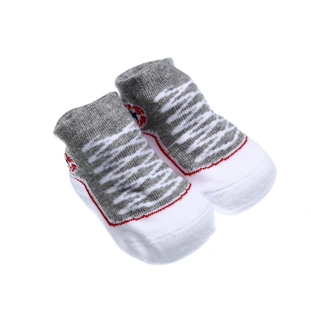 Novas meias antiderrapantes de algodão para bebês, meninos e meninas, sapatos para bebês de 0-6 meses, 2019: gray