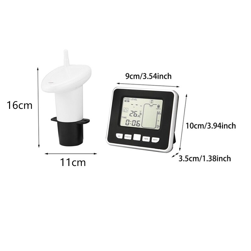 Ultrasonic Wireless Water Tank Liquid Depth Level Meter Sensor with Temperature Display with 3.3 Inch LED Display
